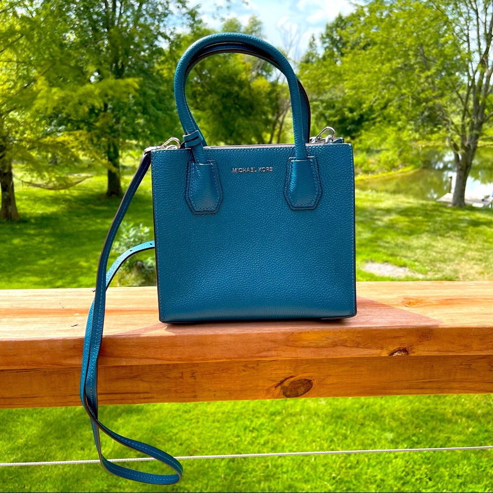 Michael Kors teal satchel purse